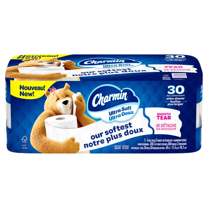 Charmin Ultra Soft Toilet Paper Jumbo Rolls, 30 x 200 Sheets U7