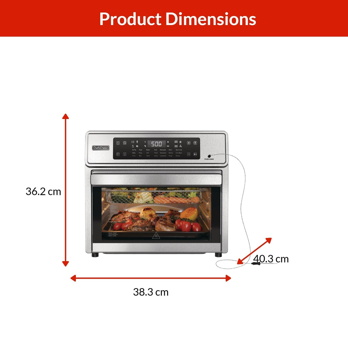 Chef'sChoice Performance Digital Air Fryer with Smart Probe, 26-qt