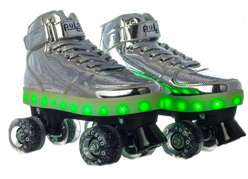 Chicago Skates Pulse LED Light Up Rollerskates, Silver R2