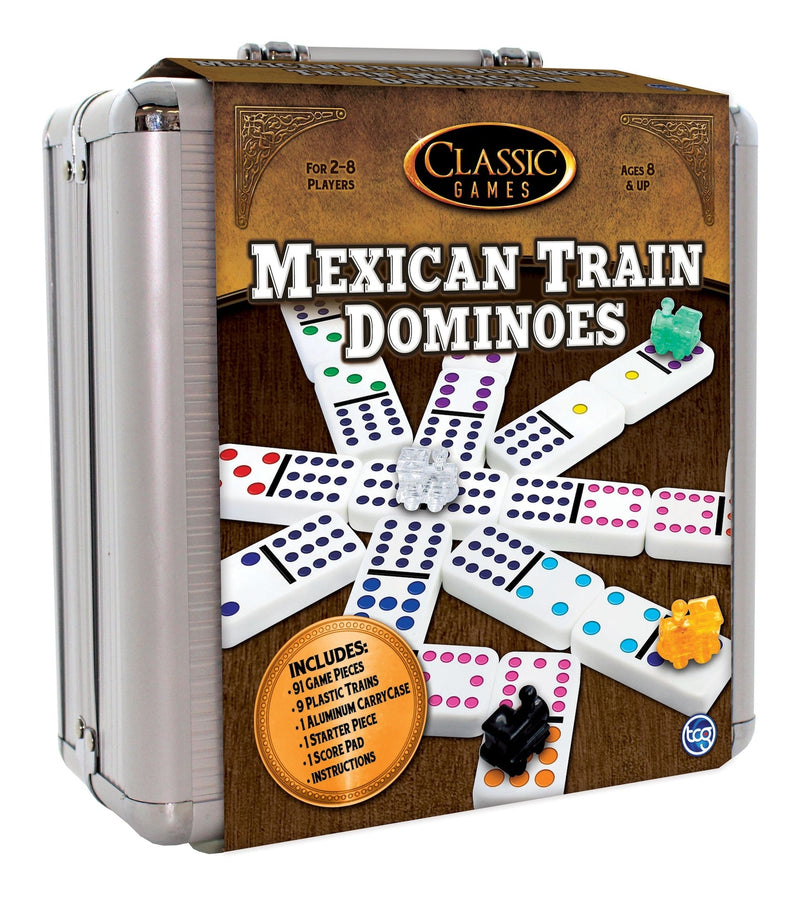 Classic Games Mexican Train Dominos Game Set In Aluminum Carrying Case, Ages 8+ S5
