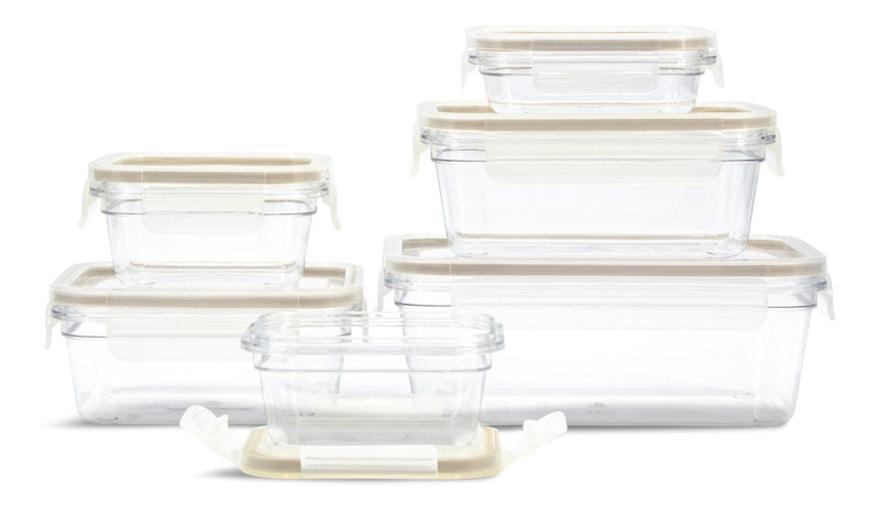 Clearlock Clear Clip Lid Food Storage Container Set with Tritan Base, Nestable, 6 Count N3