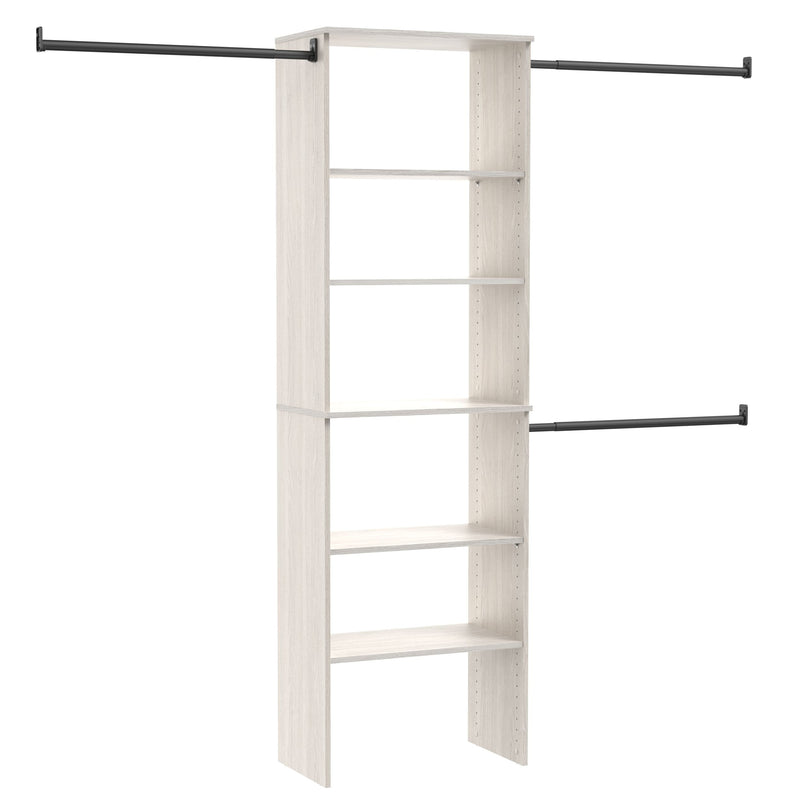 ClosetMaid Suite Symphony Laminate Wood Tower Starter Kit with Rods, White Timber, 25-in F2