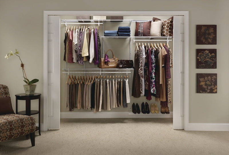 ClosetMaid Wire Shelf Track Closet Organizer Kit, White, 5 x 8-ft D5