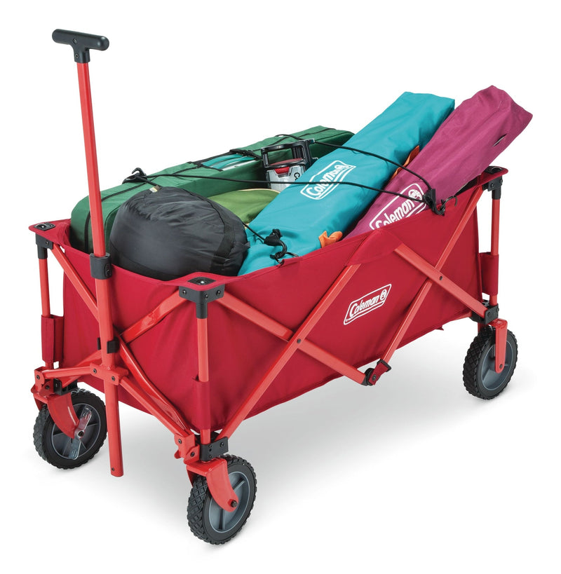 Coleman Outdoor Collapsible Folding Utility Wagon with Brake & Carry Bag, Red, 220-lb (100-kg) Capacity Z3