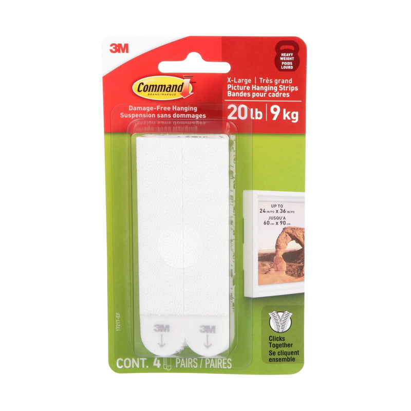 Command 20-lb White Picture Hanging Strips, Pairs, X-Large Strips T4