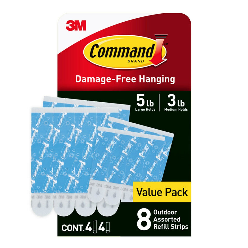 Command 8-Piece 5-lb Medium and Large White All Weather Outdoor & Bath Damage Free Hanging Strips H5