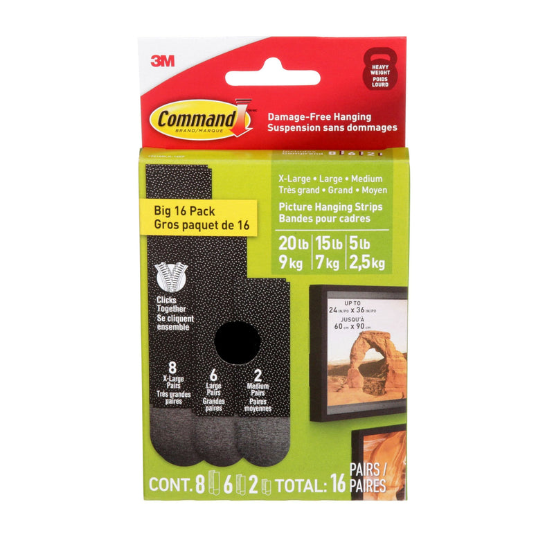 Command Black Picture Hanging Strip Mixed Pack, 17218BLK-16EF, 16 Pairs G7