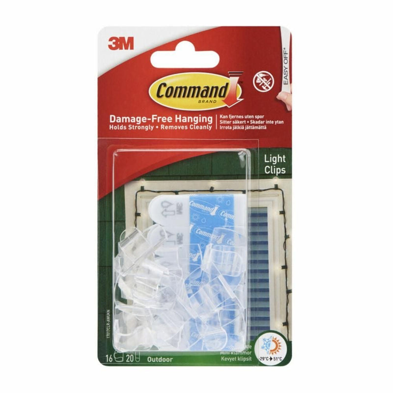 Command Clear Small Light Clips, for Outdoor, All Weather Strips Included U1
