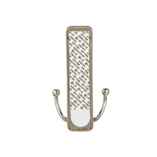 Command Large Decorative Double Hook with Adhesive Strip, Brushed Nickel, 4-lbs, 1 Strip per Pack F2