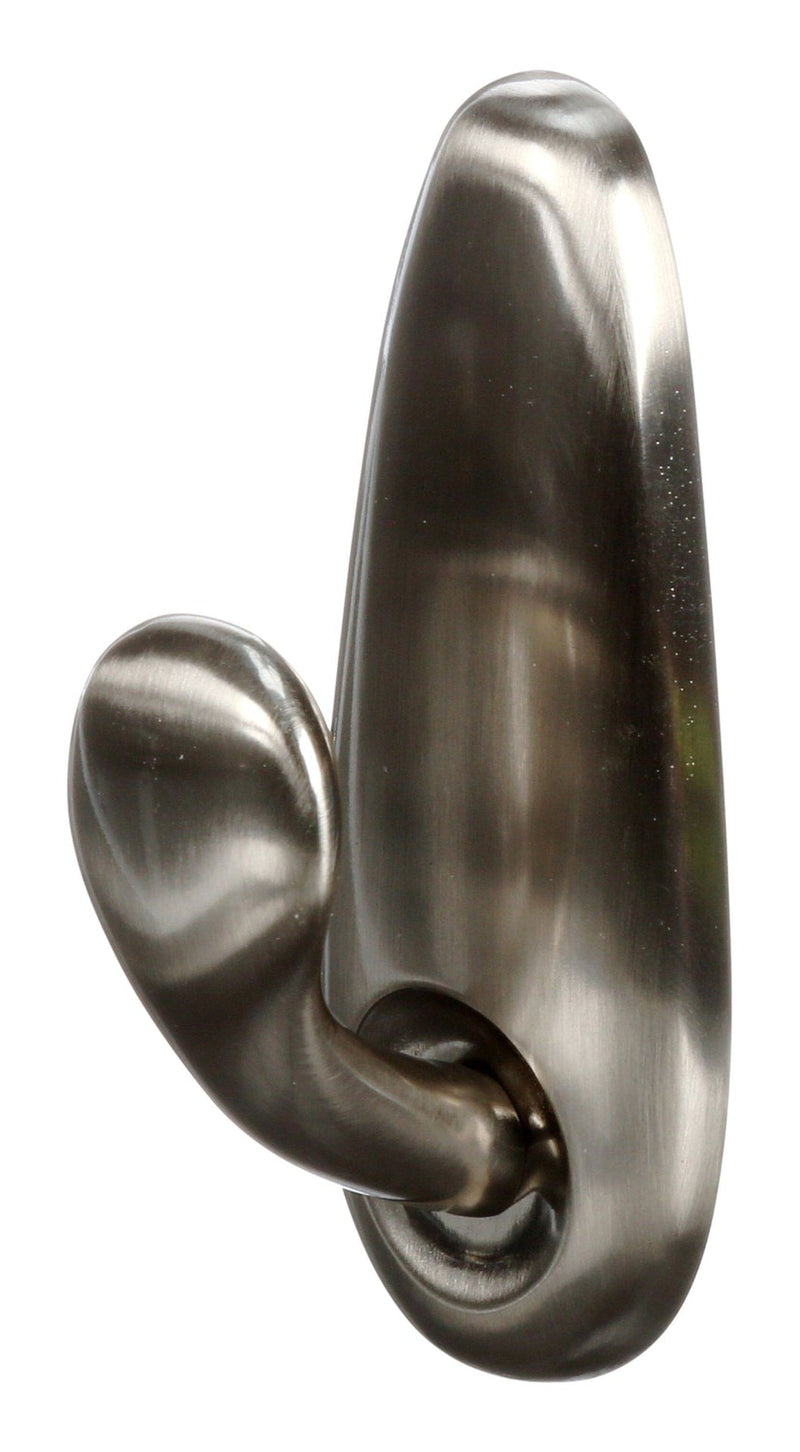 Command Large Decorative Metallic Hook with Adhesive Strips, Brushed Nickel, 5-lbs, 1 Strip per Pack M1