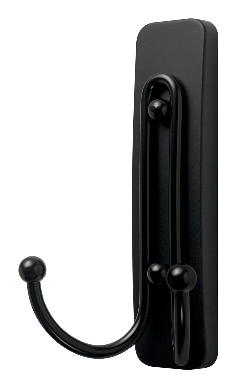 Command Large Double Hook with Adhesive Strips, Matte Black, 4-lbs, 1 Strip per Pack Y3