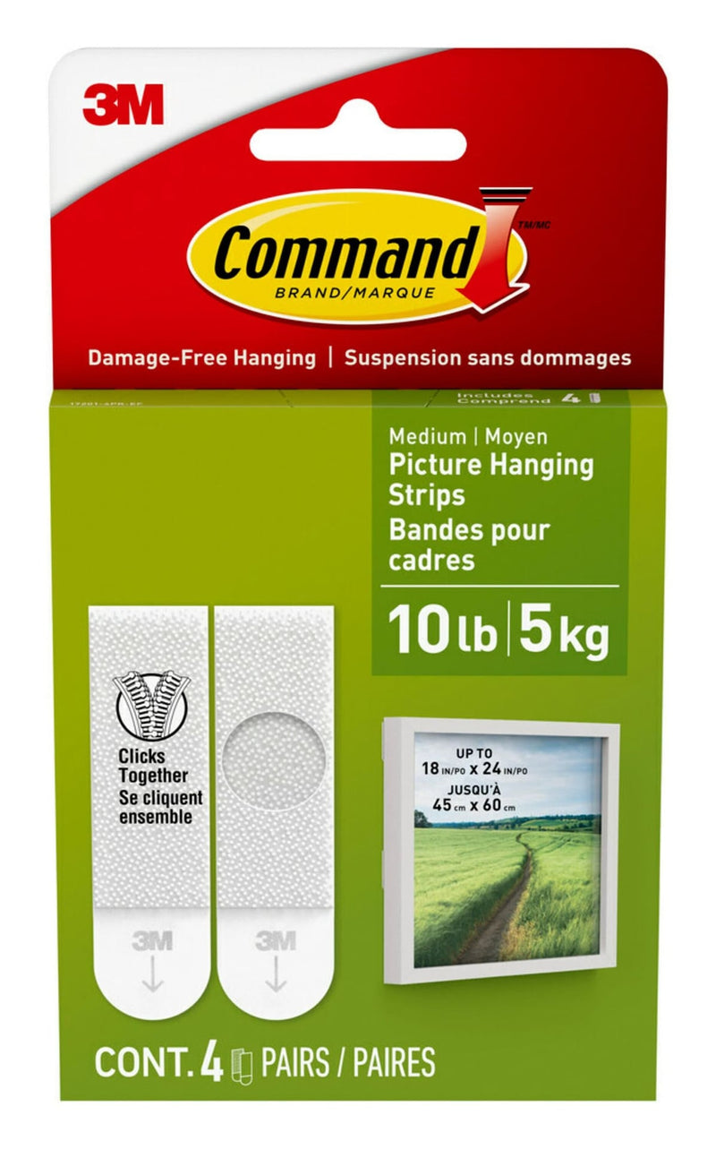 Command Medium Adhesive Picture Hanging Strips, White, 9-lbs, 3 Strips per Pack F9