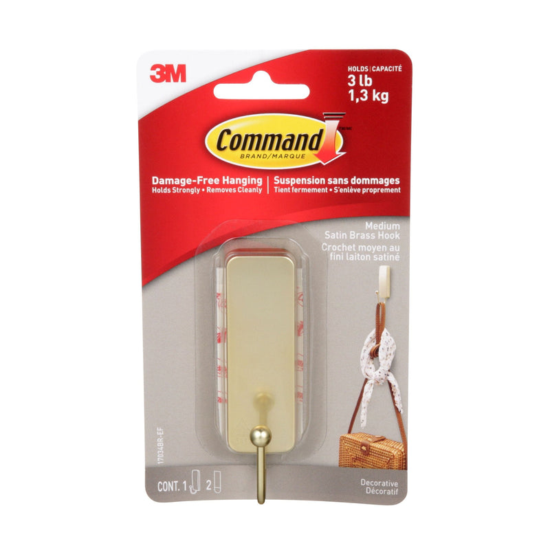 Command Medium Satin Brass Hook A4