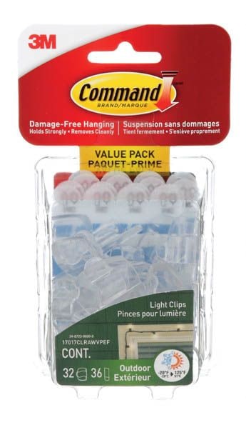 Command Outdoor Light Clips with Foam Strips, No Surface Damage, 32 Strips per Pack U3