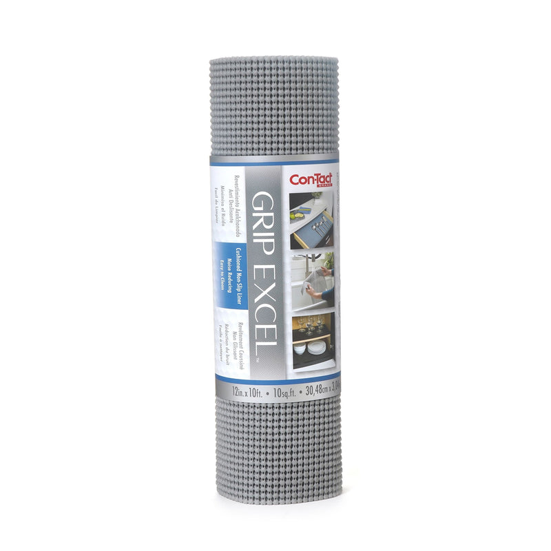 Con-Tact Grip Excel Non-Adhesive Cushioned Shelf/Drawer Liner, Grey, 12-in x 10-ft Q4