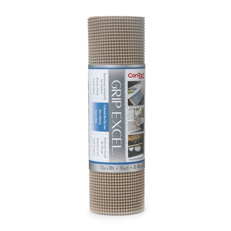Con-Tact Grip Excel Non-Adhesive Cushioned Shelf/Drawer Liner, Taupe, 12-in x 10-ft V8