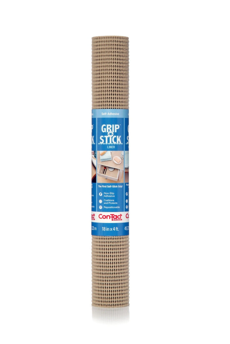 Con-Tact Grip-N-Stick Removable Adhesive Non-Slip Shelf/Drawer Liner, Taupe, 18-in x 4-ft M1