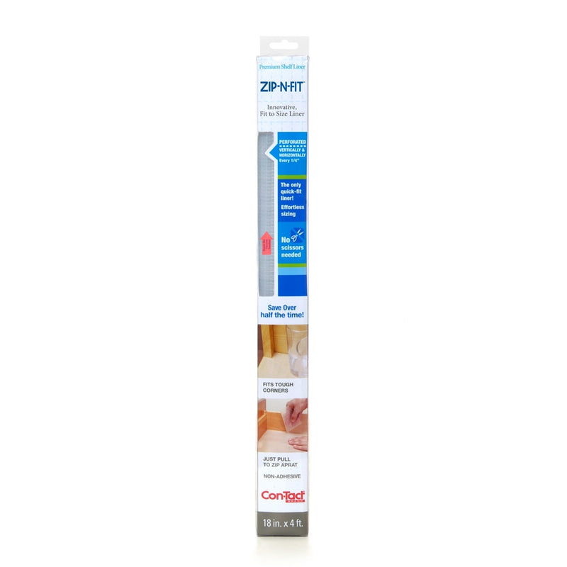 Con-Tact Zip-N-Fit Quick-Fit Non-Slip Solid Grip Shelf/Drawer Liner, Clear, 18-in x 4-ft Y9