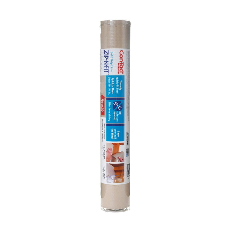 Con-Tact Zip-N-Fit Quick-Fit Non-Slip Solid Grip Shelf/Drawer Liner, Stone, 18-in x 4-ft S0