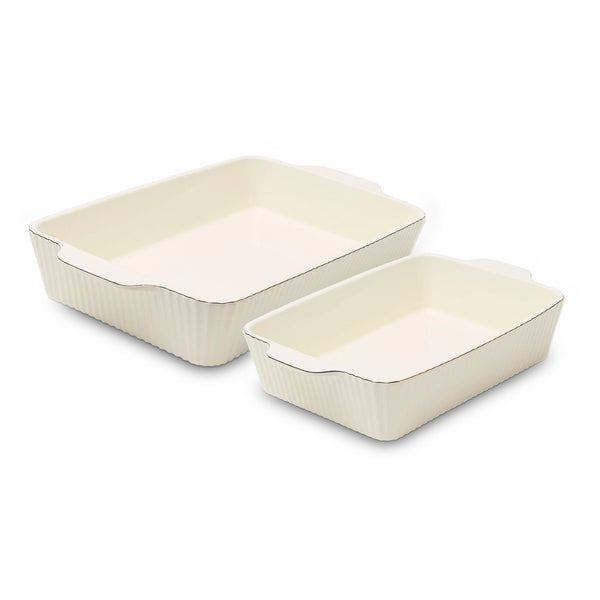 Core Kitchen Dishwasher Safe Cream Nested Baking Dish Set, 2-pc C1