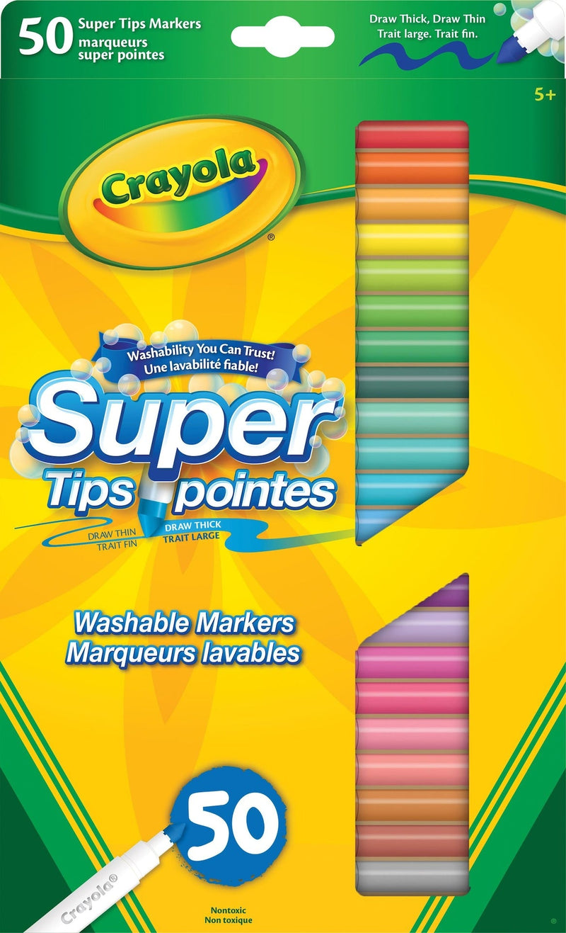Crayola Super Tips Washable Markers, 50 Pieces, Multicolour V8
