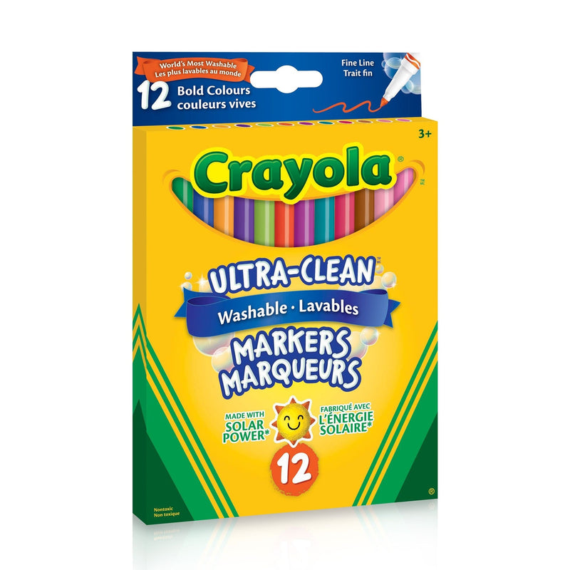 Crayola Ultra-Clean Washable Fine Tip Markers for Drawing/Colouring, Multi-Colour, 12-pk, Ages 3+ K1