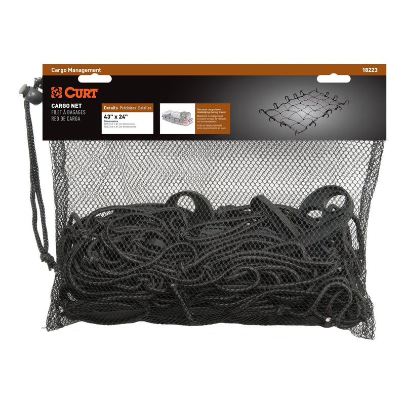 CURT 18223 Elastic Cargo Net with Hooks for Hitch Carrier, 43 x 24-in K7