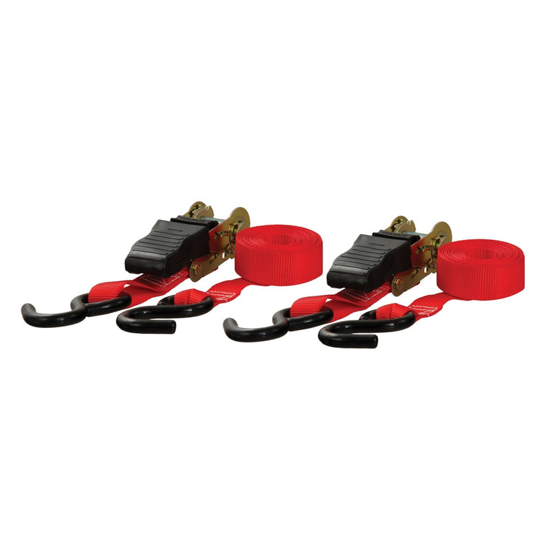 CURT 83001 10-ft Red Cargo Straps with S-Hooks (500-lb, 2-pk) E6