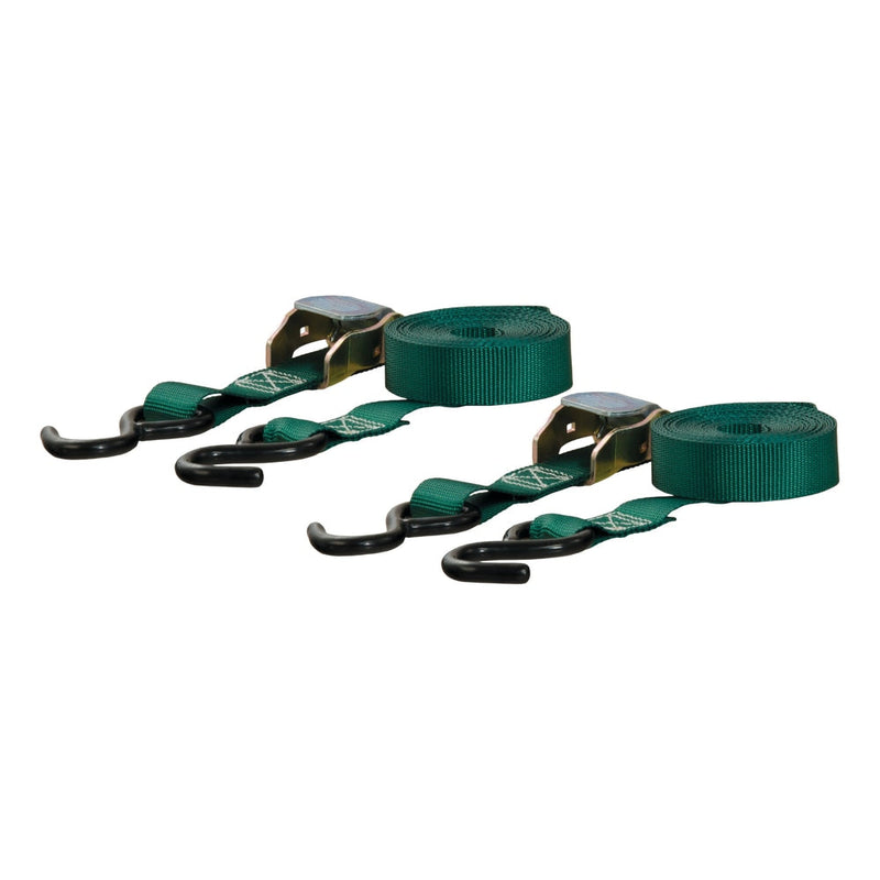 CURT 83015 Cargo Straps with S-Hooks, Dark Green, 300-lb, 15-ft, 2-pk I5