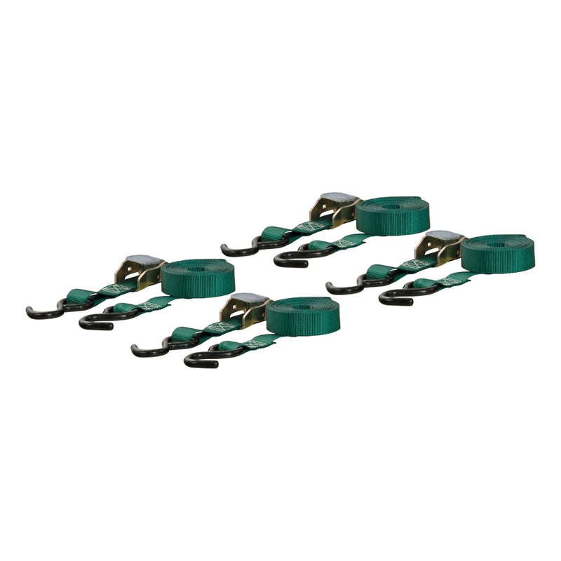 CURT 83016 Cargo Straps with S-Hooks, Dark Green, 300-lb, 16-ft, 4-pk E7