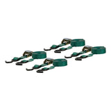 CURT 83016 Cargo Straps with S-Hooks, Dark Green, 300-lb, 16-ft, 4-pk