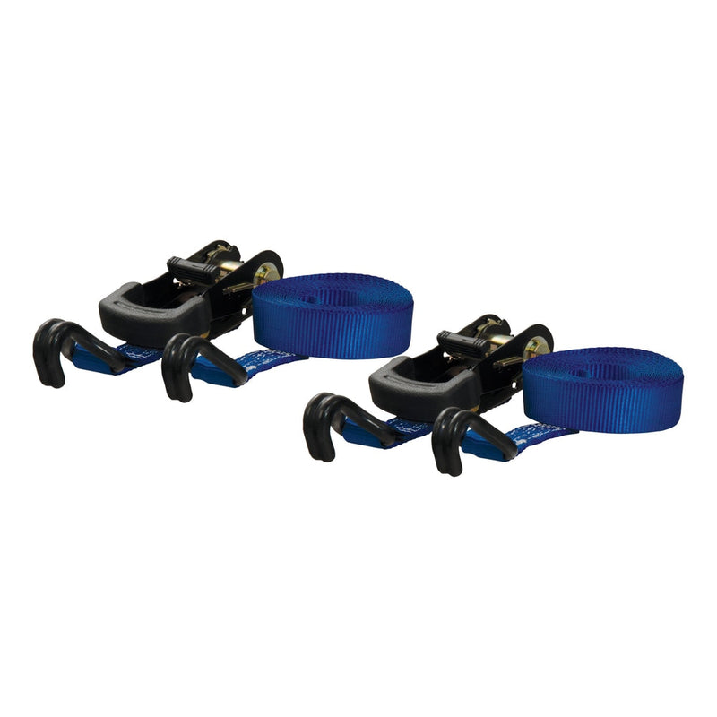 CURT 83020 Cargo Straps with J-Hooks, Blue, 733-lb, 16-ft, 2-pk I0