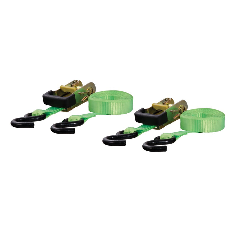 CURT 83028 16-ft Lime Green Cargo Straps with S-Hooks (1,100-lb, 2-pk) K2