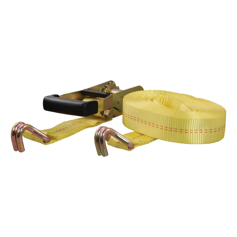 CURT 83047 Cargo Strap with J-Hooks, Yellow, 3,333-lb, 27-ft U3