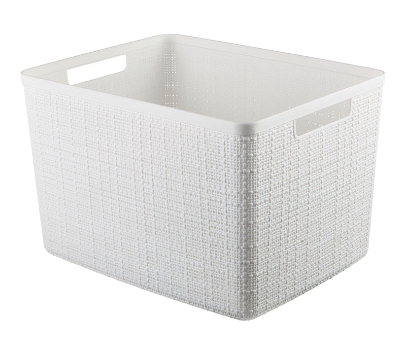 Curver Large Jute Weave Nesting Storage Basket, White U1