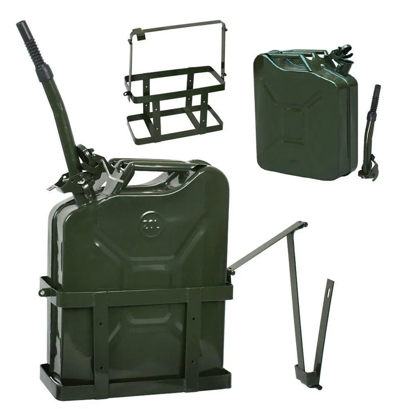 Jerry Can with Holder 20L Liter 5 Gallons - Steel Tank Gasoline Green K8