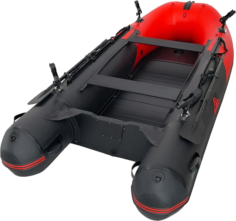 Inflatable Boat | Yacht Dinghy Tender Raft | Multi Person Fishing Boat | Aluminum Floor Oars | Fishing Rod Holders | Heavy-Duty PVC | 2024 Model | K8