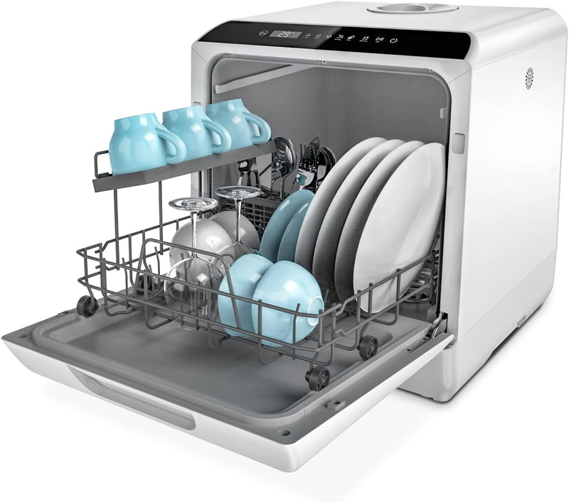 Countertop Dishwasher, 5 Washing Programs Portable Dishwasher With 5-Liter Built-in Water Tank For Glass Door J9