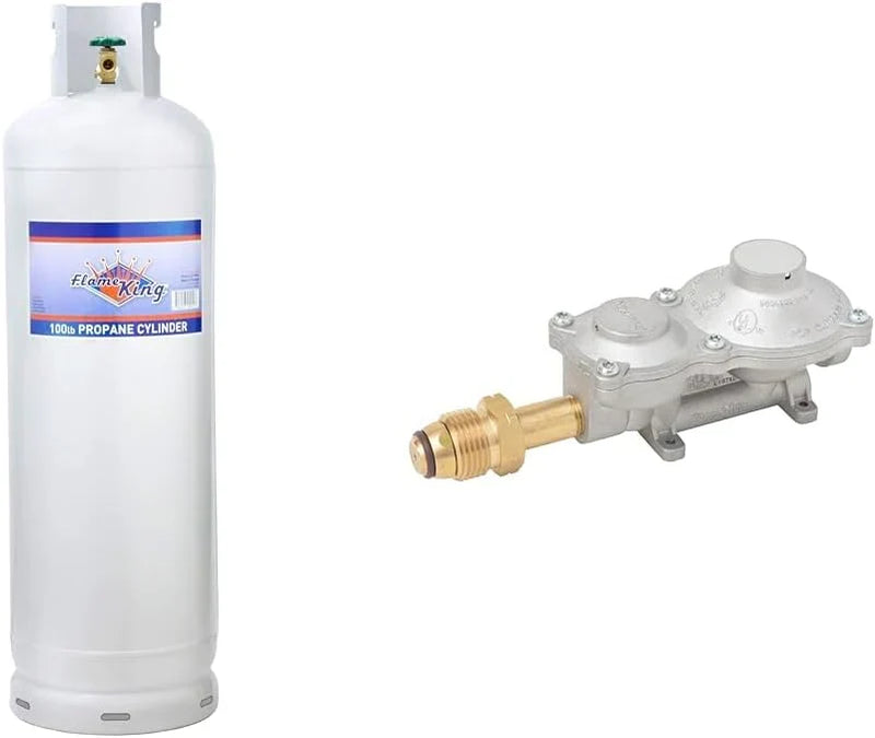 Steel Propane Tank Cylinder with POL Valve and Collar, Great for Mixed Heating Systems, Home fireplaces, Dryers and Grills-Flame King V1