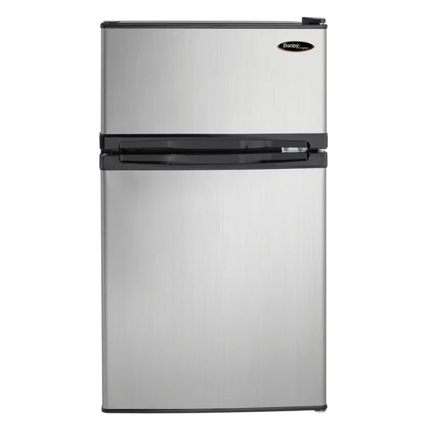 Danby Designer 3.1 cu. ft. Dual Door Compact Fridge with Freezer in Stainless-steel Look M6