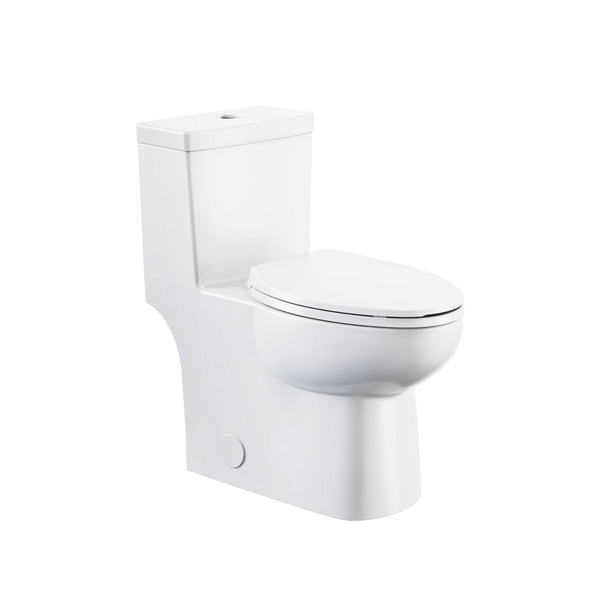Danze 1-Piece Elongated Toilet Bowl with Soft Close, White, 3.8/4.8-L J6