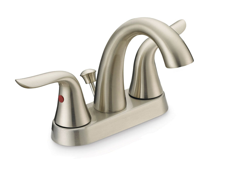 Danze Plymouth Double Handle 4-in Centreset Bathroom Sink Faucet with Pop-Up Drain, Brushed Nickel S0