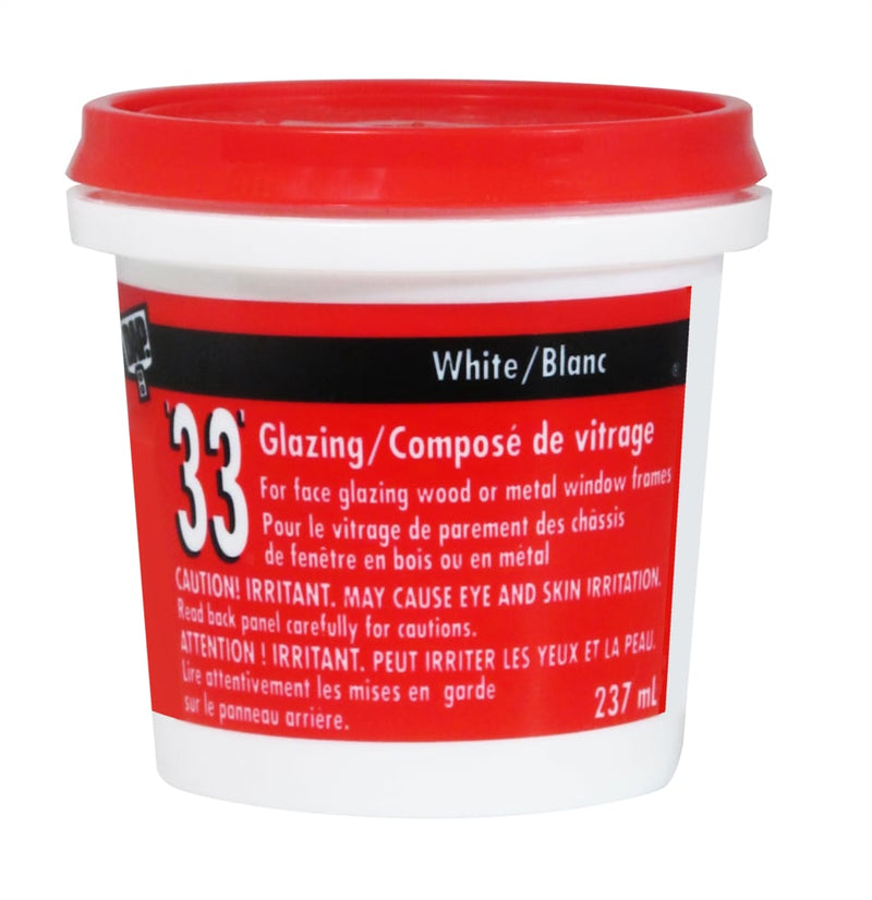 DAP 33 Glazing Putty Sealant For Wood & Metal Window Frames, Crack-Proof, White, 273-mL E5