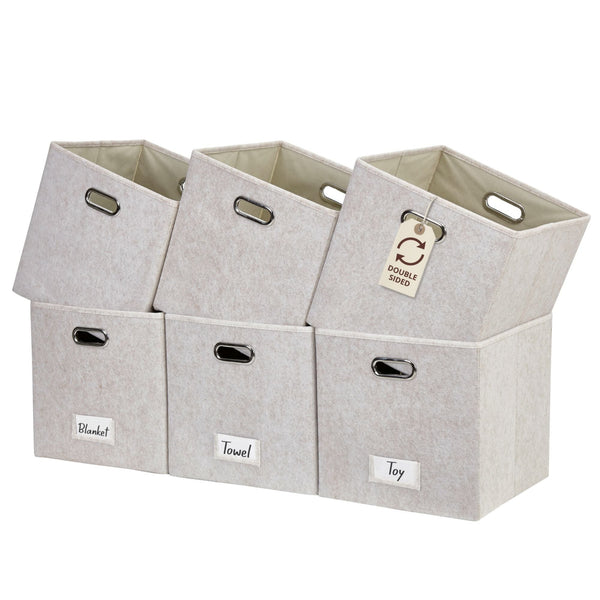 Decomomo Collapsible Felt Storage Cube, 11-in, 6-pk, Beige O7