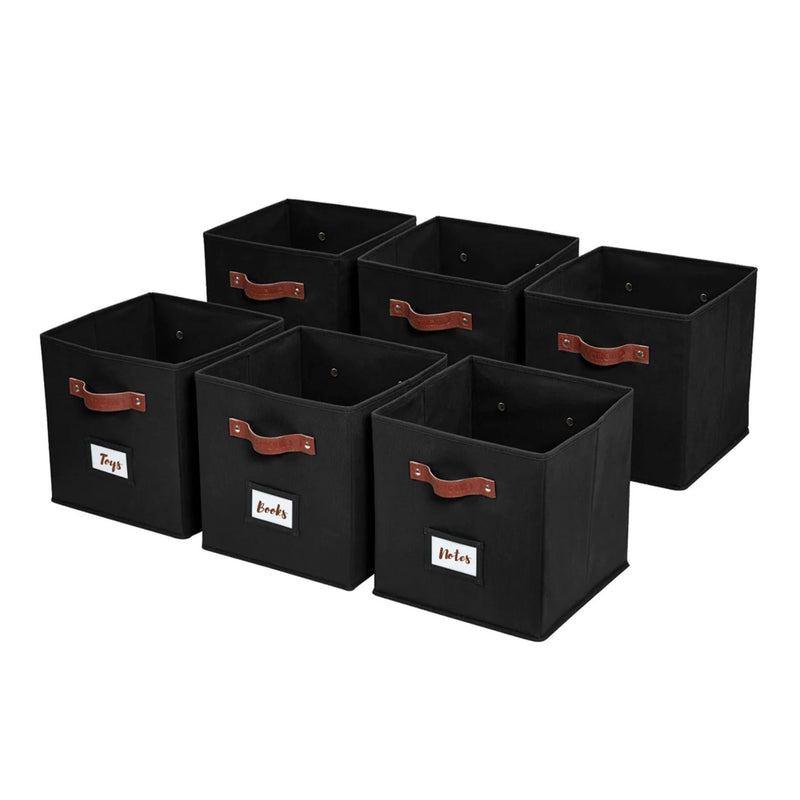 Decomomo Collapsible Storage Cube with Label, 11-in, 6-pk, Black S4