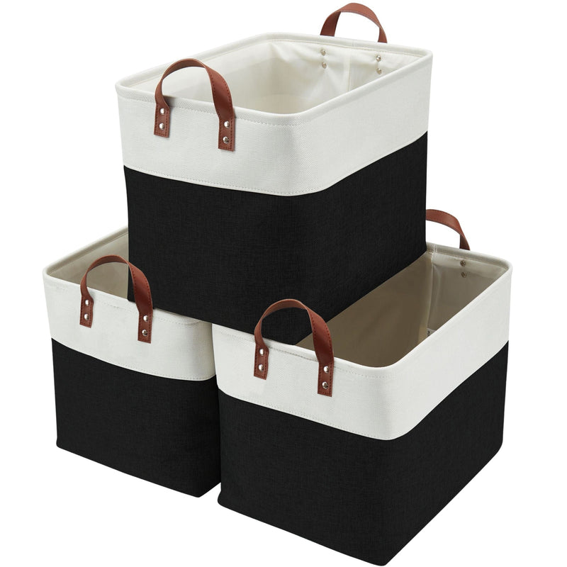 Decomomo Jumbo Foldable Storage Basket, 42-L, 3-pk, Black C0