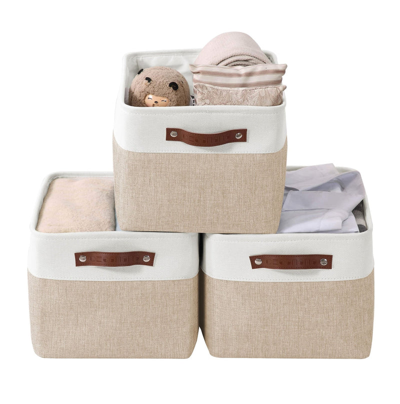 Decomomo Large Soft-Sided Foldable Storage Basket, 3-pk, Beige O5