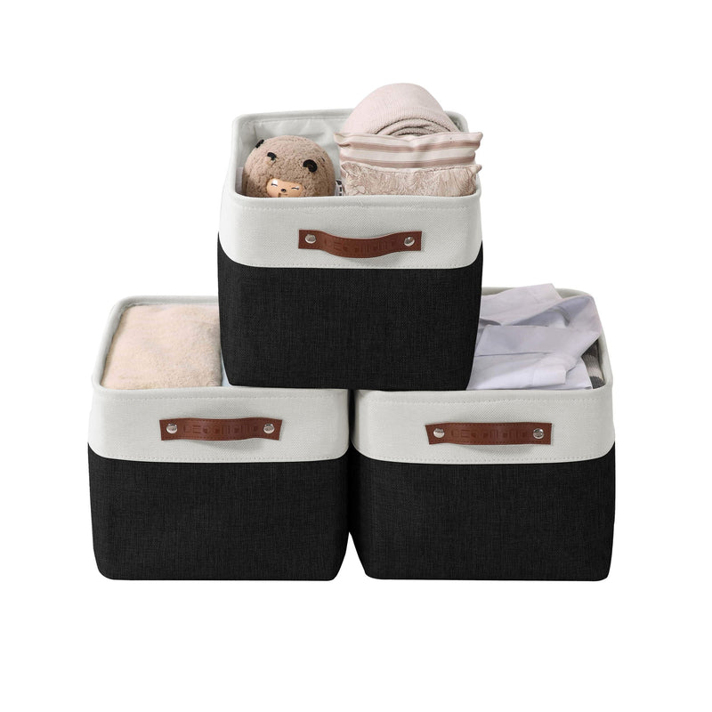 Decomomo Large Soft-Sided Foldable Storage Basket, 3-pk, Black V1