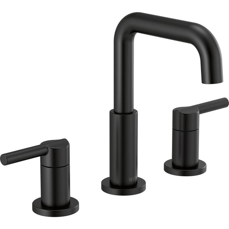 Delta Two Handle Widespread Bathroom Faucet, Matte Black N1
