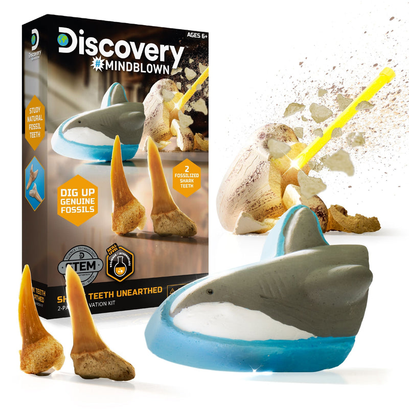 Discovery Mini Unearthed Shark Teeth Excavation Kit/Educational Toy for Ages 6+, 2-pc E4